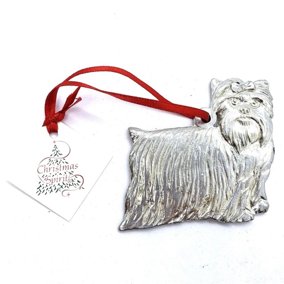 Pewter Yorkie Dog Double Sided Ornament - Picture 1 of 8
